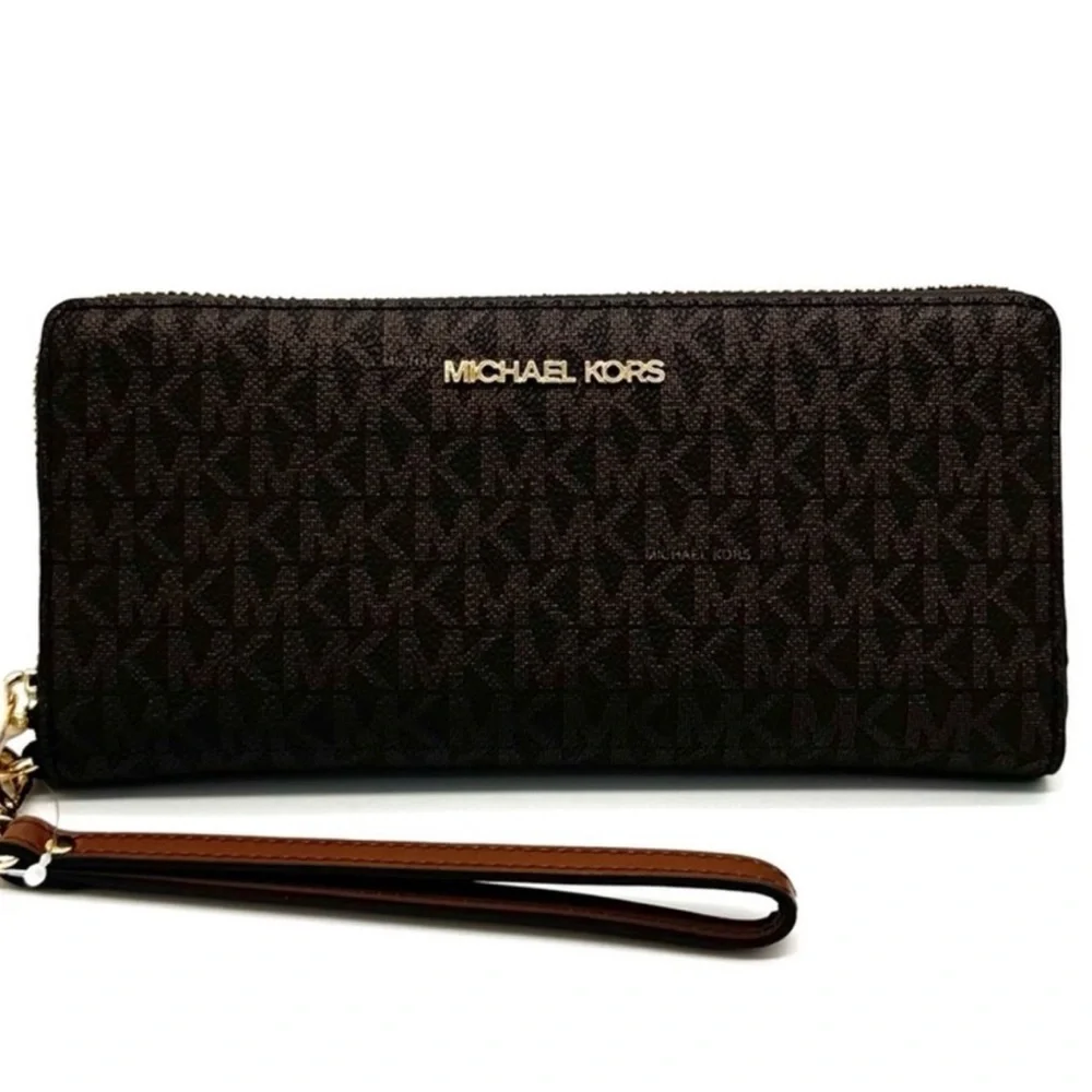 Michael Kors Large Jet Set Travel Chain Shoulder Bag & Continental Wallet Brown